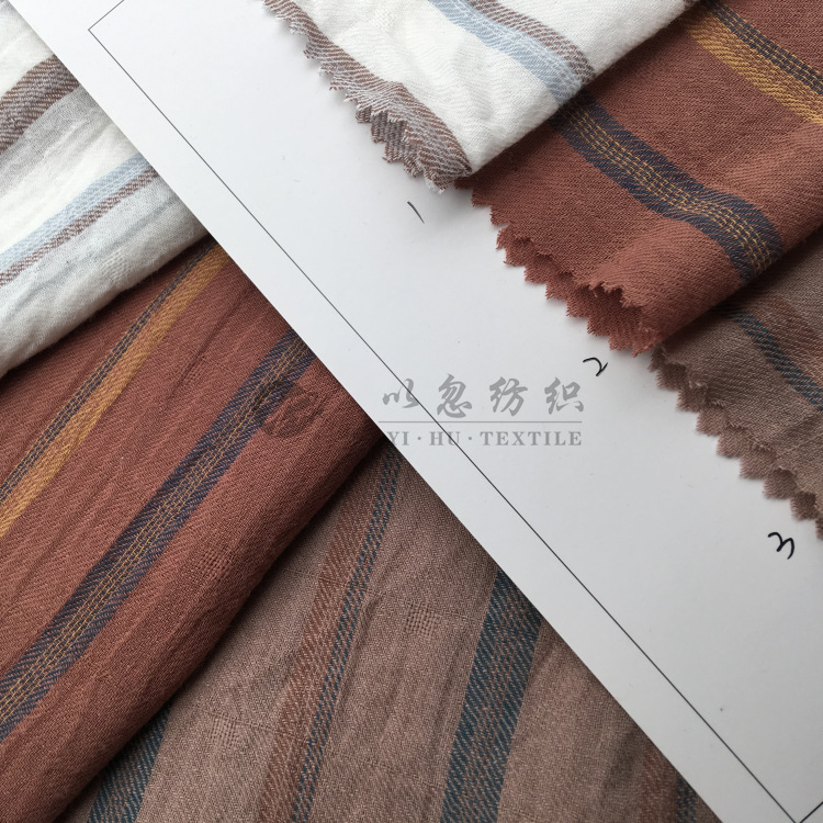 全棉弹力皱布 2019热销 新款时尚色织面料 男女通用 厂家直销