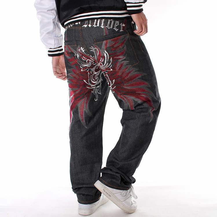 Challyhope Mens Loose Fit Ripped Destroyed Fashion Comfy Stretch Jeans Pants Hip Hop Street Dance Casual Denim Trouser