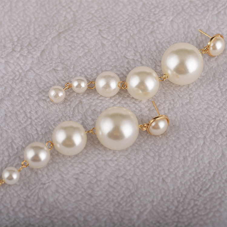 Korean Large Series Of Long String Pearl Earrings display picture 5
