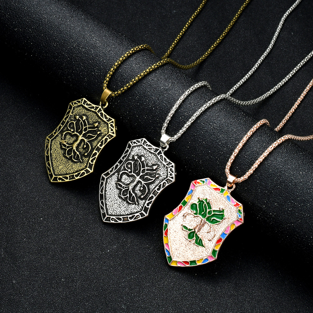 厂家直销流行盾牌滴油生命树时尚甜美气质毛衣链项链吊坠