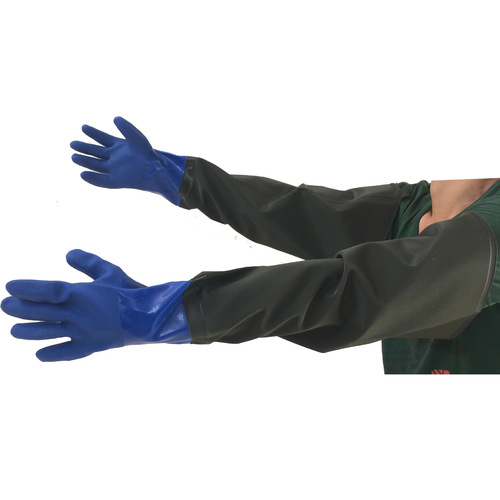 PVC thickened and lengthened oil-resistant gloves, industrial acid and alkali-resistant plastic dipped gloves, non-slip fish-catching rubber gloves