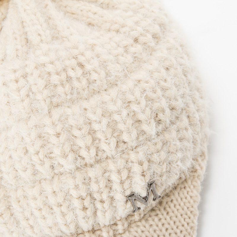 Knitted Visor Beanie Hat For Women Warm Thickened Winter Hat_voghion.com