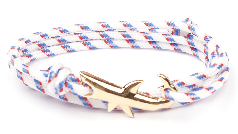 12g Weight Bracelets Classification Alloy, rope Chain Material 1 Piece Quantity Holiday, Daily, Street Occasion Alloy, rope Material Shark Pattern Men's Gender Layered Design Casual, Simple Style Style Casual Simple Style Shark Alloy Rope Layered Men's Bracelets Men's Chain Bracelets 3