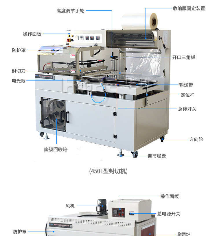 Fully automatic L-shaped sealing and cutting machine, heat shrink packaging machine, film wrapping machine, gift box and book automatic packaging machine detail image 13