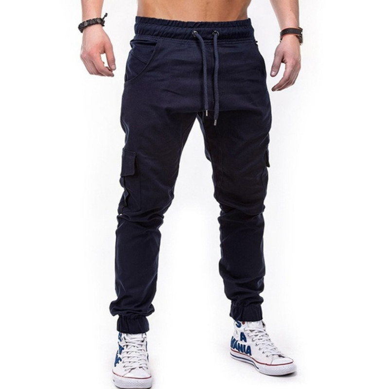 Pantaloni multitasche con coulisse da uomo europei popolari, pantaloni cargo casual da jogging_voghion.com
