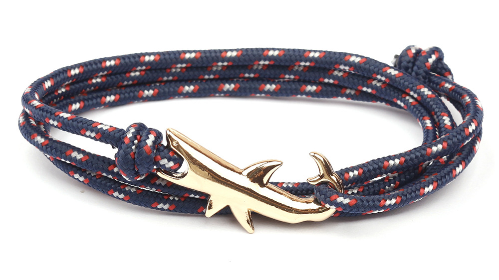 12g Weight Bracelets Classification Alloy, rope Chain Material 1 Piece Quantity Holiday, Daily, Street Occasion Alloy, rope Material Shark Pattern Men's Gender Layered Design Casual, Simple Style Style Casual Simple Style Shark Alloy Rope Layered Men's Bracelets Men's Chain Bracelets 9