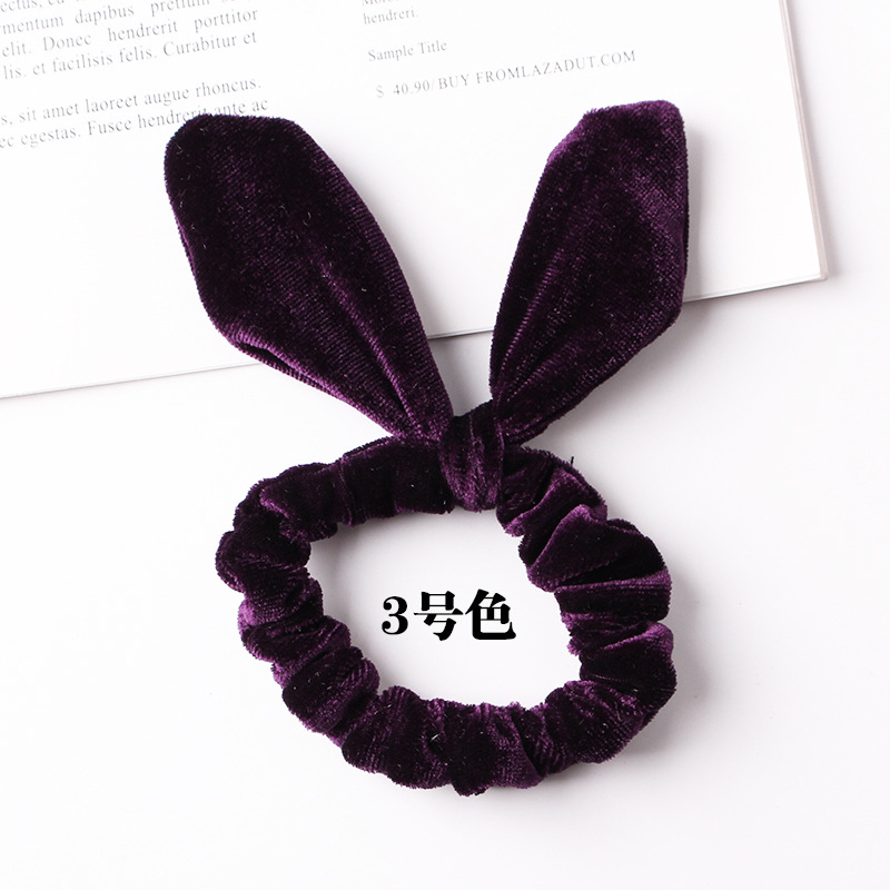 New Fashion Gold Velvet Steel Silk Rabbit Ear Flannel Korean Simple Fashion Cheap Hair Ring Wholesale display picture 31