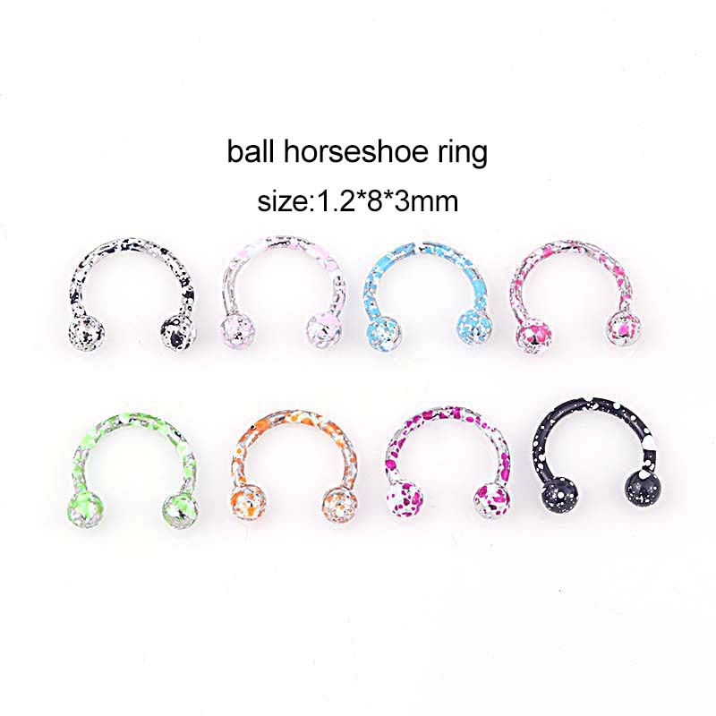 Stainless Steel Paint Horseshoe Nose Ring display picture 1
