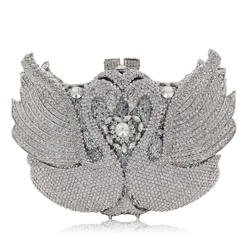 Túi clutch nữ đính kim cương thiên nga cỡ lớn dự tiệc — Màu đen, Màu hồng, Ảnh tùy chỉnh được Cá nhân hóa, Bảy màu vàng kim chi tiết 42