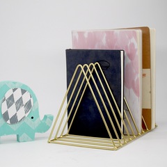 北歐三角簡易創意9格鐵藝書架工藝品辦公桌面展示置物收納整理架