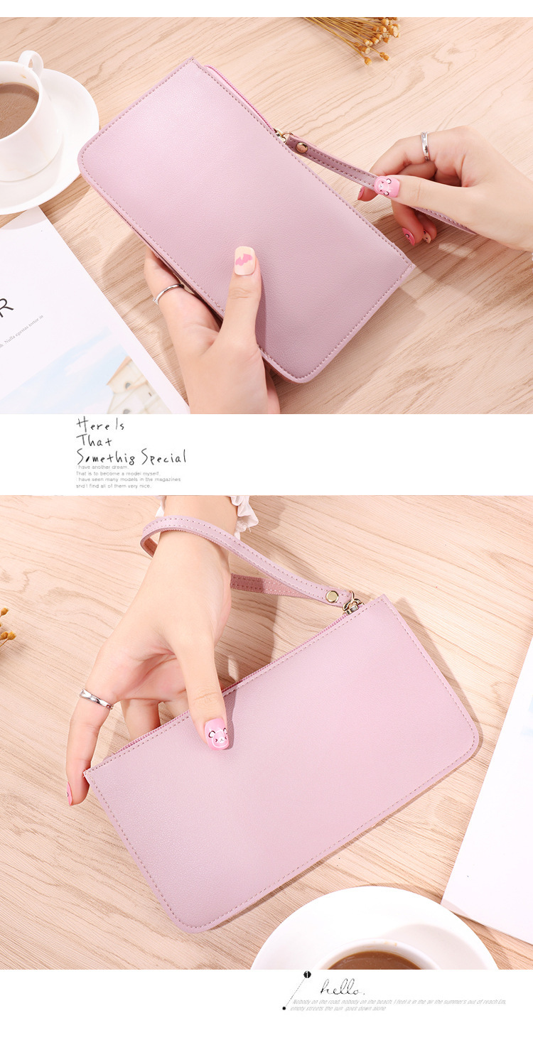 150g Weight Polyester Lining Material Zipper Closure Type Women's Solid Color Pu Leather Zipper Wallets