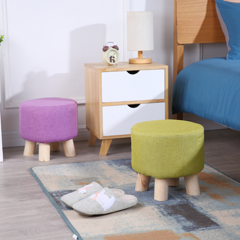 stool solid wood household chair fashion Shoe changing stool Round stool adult Chairs &amp; Stools stool originality Wooden bench