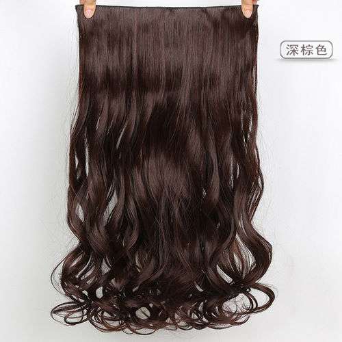 Manufacturer wholesale one-piece five-card hair extension, thickened medium-length curly hair, large wave clip-in hair, chemical fiber wig