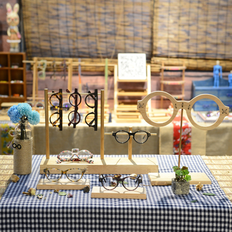 陈列支架展示潮品太阳镜墨镜架子眼镜复古实木太阳饰品陈列道具眼