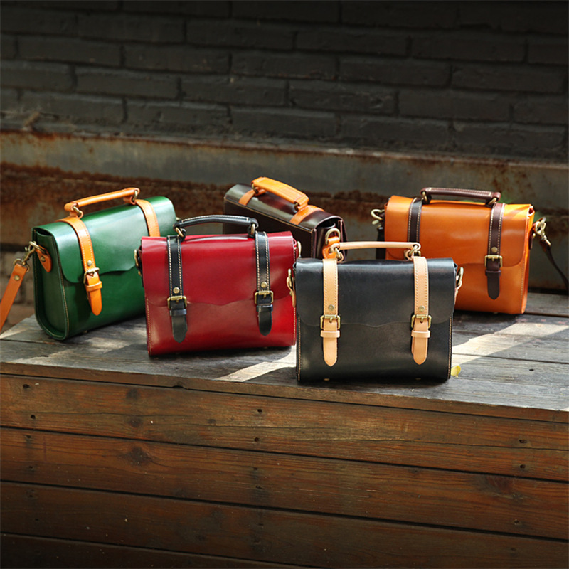 2020新款手工植鞣皮包手提斜挎包复古牛皮真皮女包剑桥包广州女包|ms