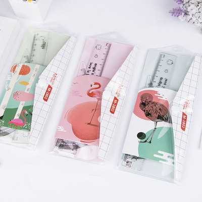 Yiwu Ruler Stationery customized 18cm Plastic student Set rule School supplies Stationery wholesale