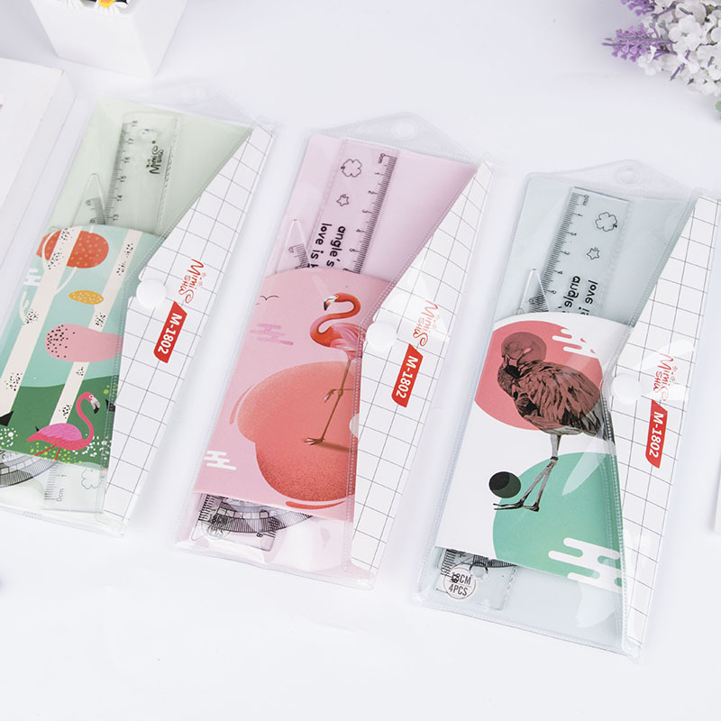 Yiwu Ruler Stationery customized 18cm Plastic student Set rule School supplies Stationery wholesale