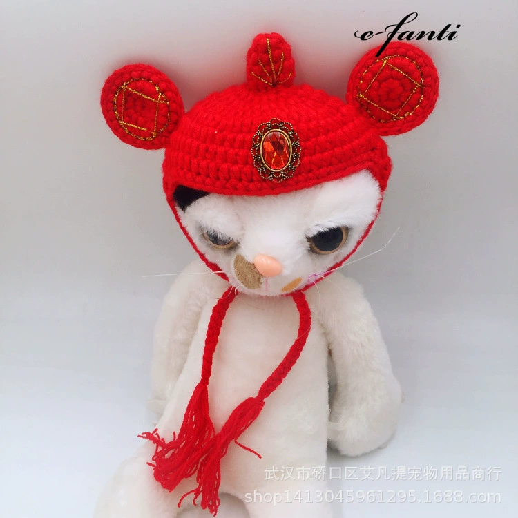 Декоративные уши собака кошка шерсть шляпа Головной убор свадьба шляпа домашнее животное аксессуары для волос Зима одеваются красный