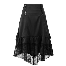 跨境亚马逊ebay半身裙圣诞节女装时装款 wish 蕾丝抽绳拼接中长裙
