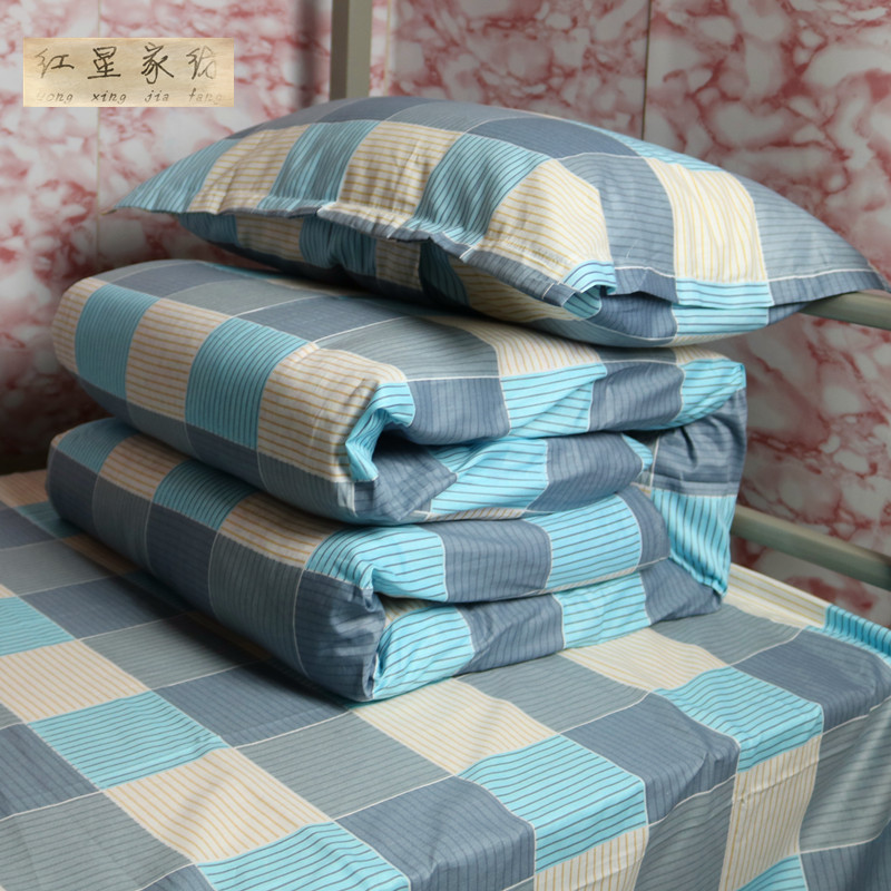 厂家直销纯棉床单被罩枕套单位学校单人床学生宿舍床上用品三件套