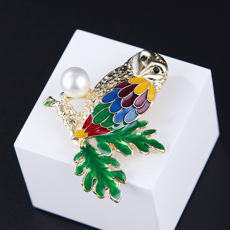 Broche en émail coloré en forme de hibou, simple et goutte d'huile, dessin animé coréen, accessoires pour vêtements_voghion.com