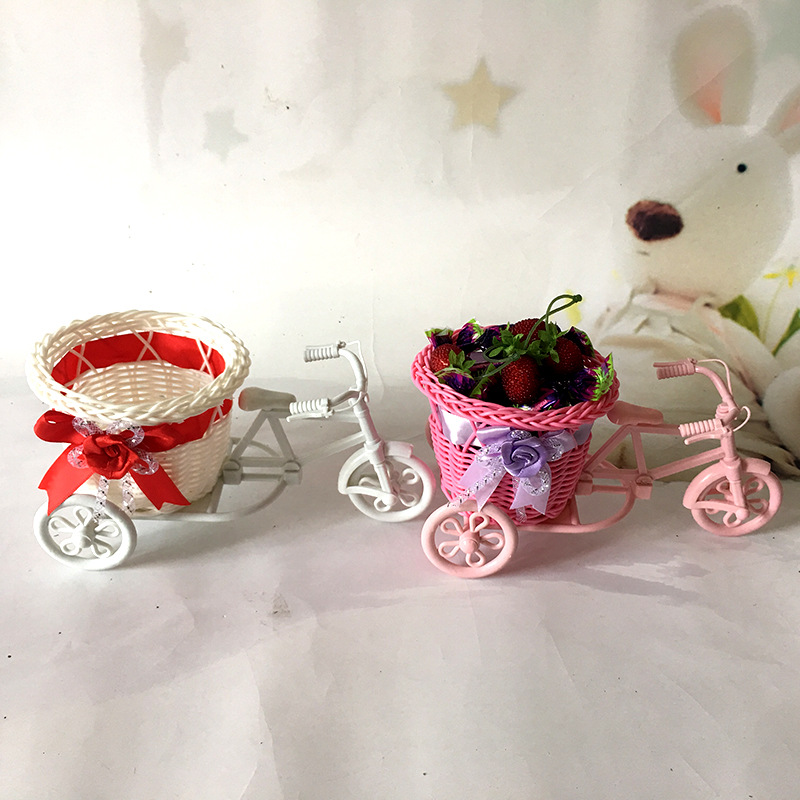 三輪車擺件 手工藤編收納籃 藤編小花車家居擺設可定制廠家直銷