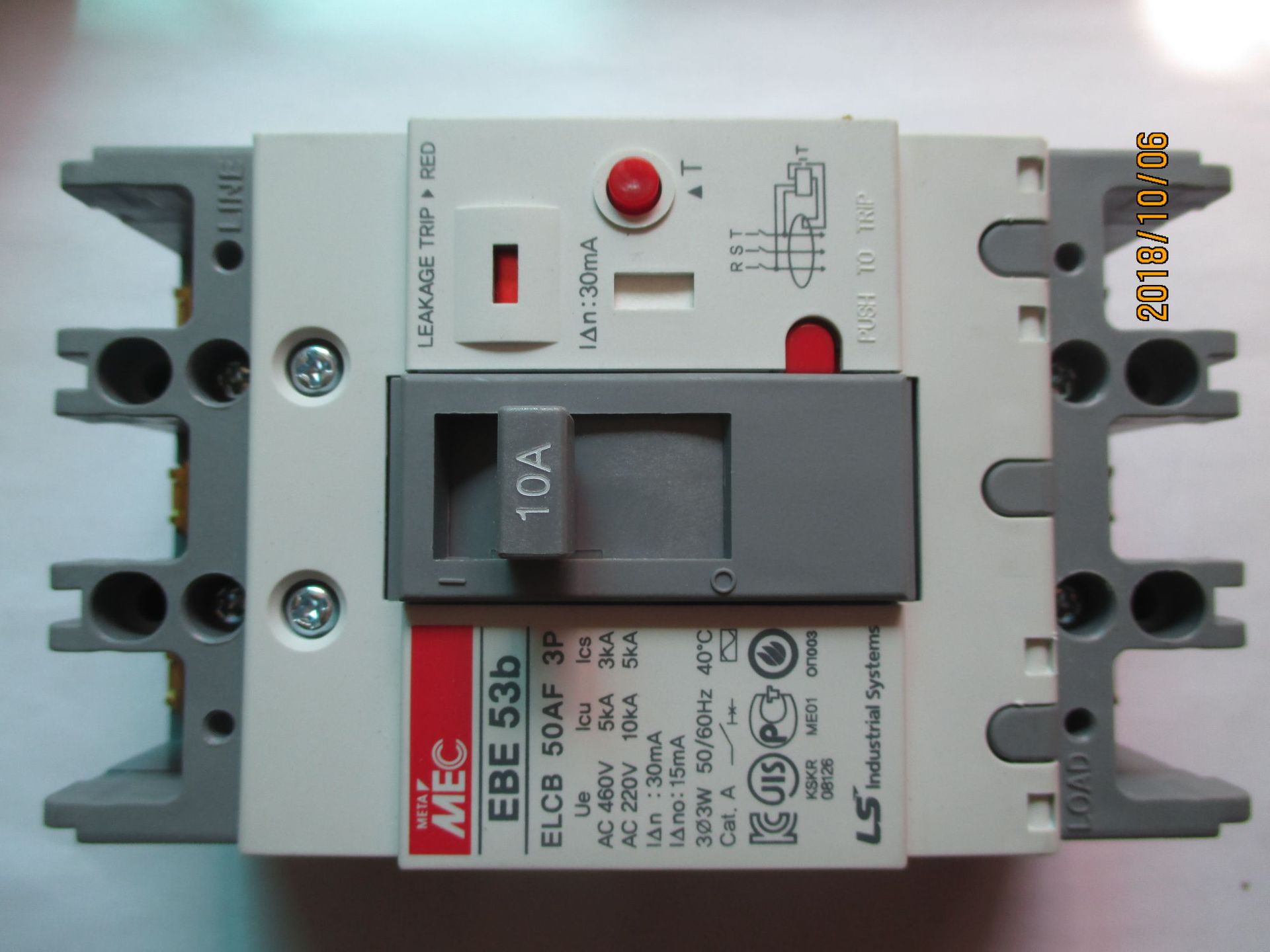 全新原装正品LS产电漏电断路器EBE53B 3P 10A