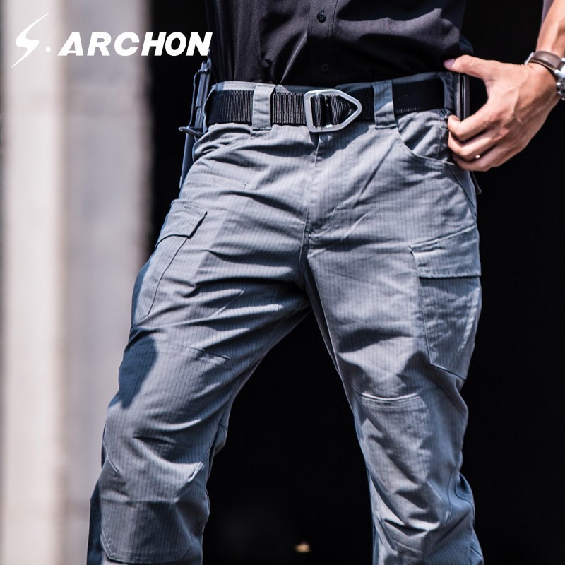 Solid Color Pattern Spring, Autumn Season Men's Outdoor Extreme Challenge Casual Solid Color Full Length Cargo Pants