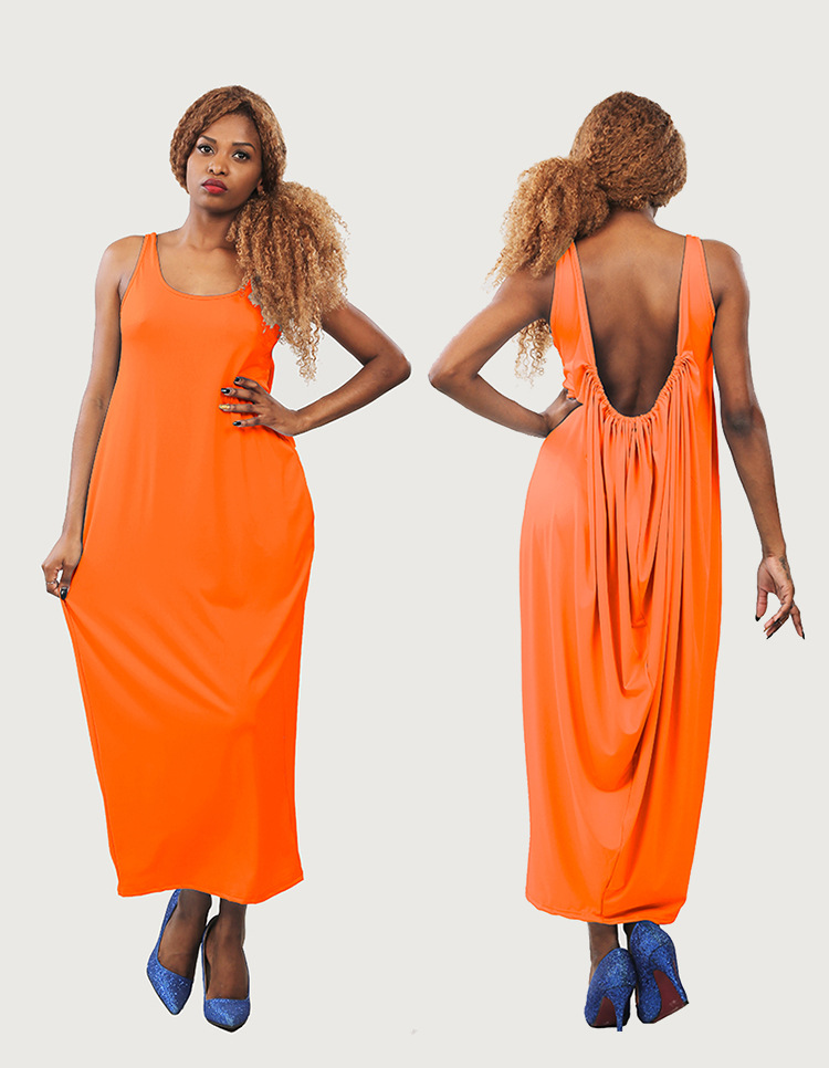 Backless Maxi Dress Loose Fit Sleeveless Available in 5 Colors Perfect for Summer Parties Wholesale Options