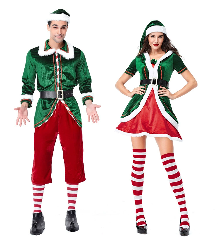 Cosplay&ware Ainclu Christmas Adult Womens Men Prestigious Santa Claus Helper Green Holiday Elf Cosplay Costume Sweet Dress Sets -Cosplayware Store 9459020859 1734513592.jpg