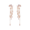 Long fashionable accessory, earrings with tassels, wish, European style
