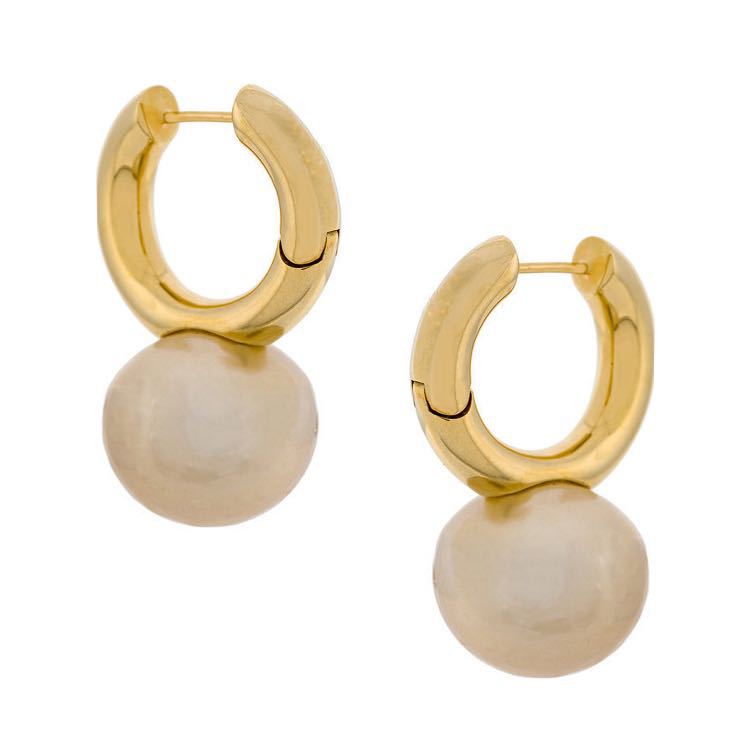 Pearl Earrings Round Face European American Brass 18K Pearl Earrings Stud Earrings Lady's Pop Temperament French Earrings