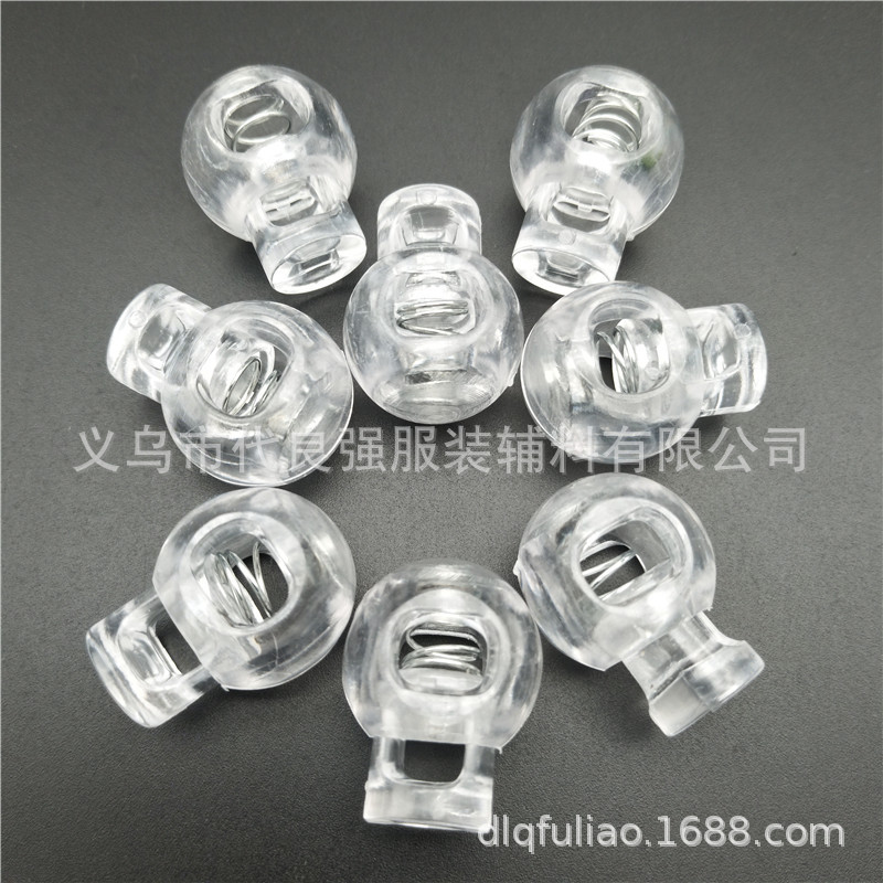 厂家现货直销单孔圆形尼龙透明弹簧扣 箱包配件调节扣弹簧绳扣