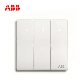 ABB开关插座轩致白色无框大翘板三位开关三开双控16A AF121