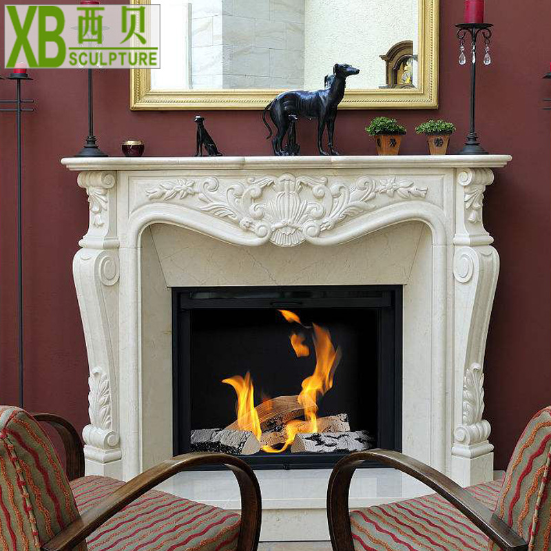 石材雕刻壁炉 厂家销售可定制 室内取暖石材装饰品 大理石壁炉架|ru