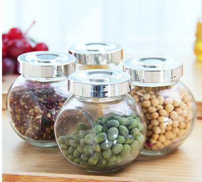 扁鼓玻璃瓶 花茶玻璃密封瓶 蜂蜜瓶批发玻璃储物罐黑枸杞包装瓶|ms