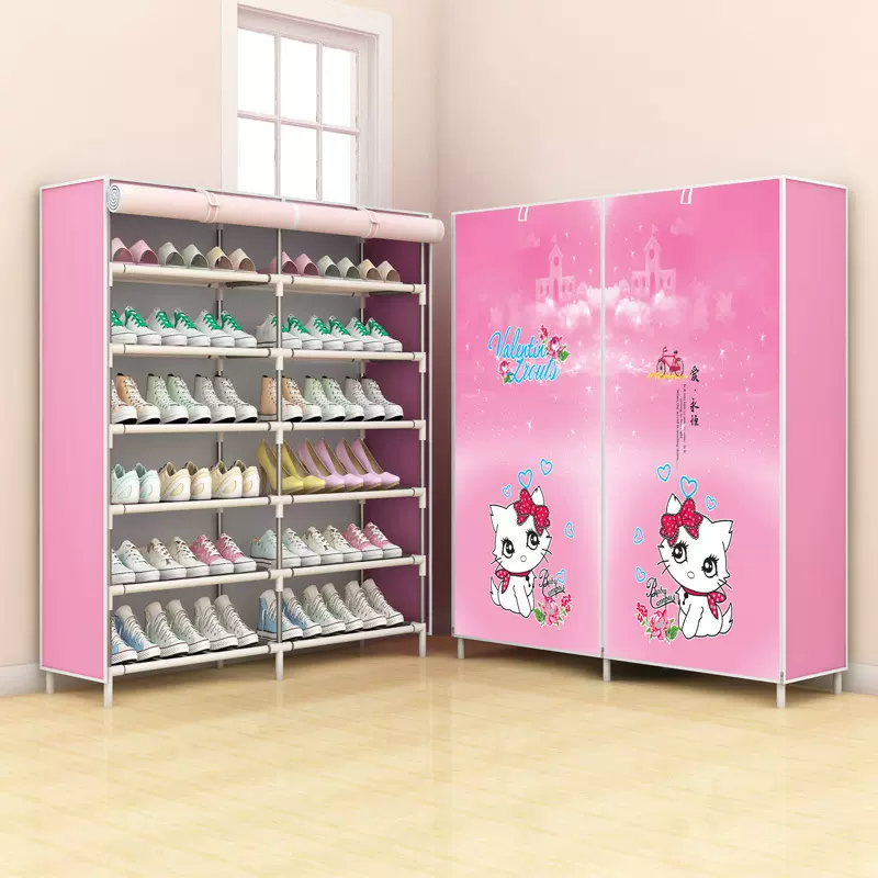 芸娅香简易鞋柜鞋架组装多层布艺鞋架双排收纳防尘布鞋柜现代简约