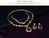 Sophisticated metal set for bride, jewelry, with gem, 4 piece set