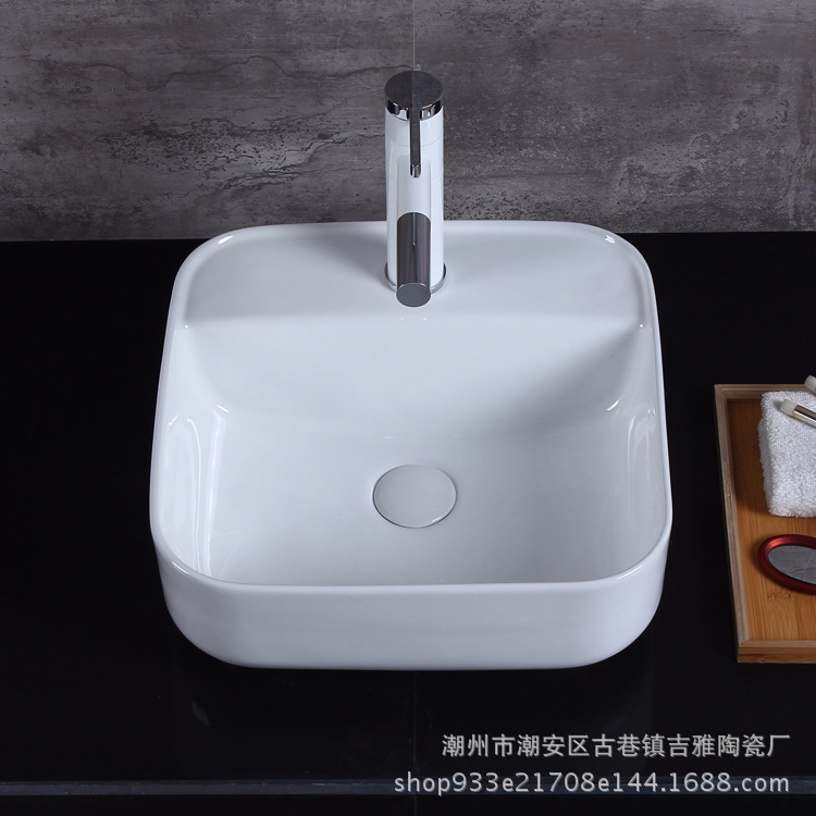 Venta al por mayor artículos sanitarios lavabo de cerámica mesa cuadrada lavabo decoración del hogar mesa de baño de ingeniería lavabo 204A