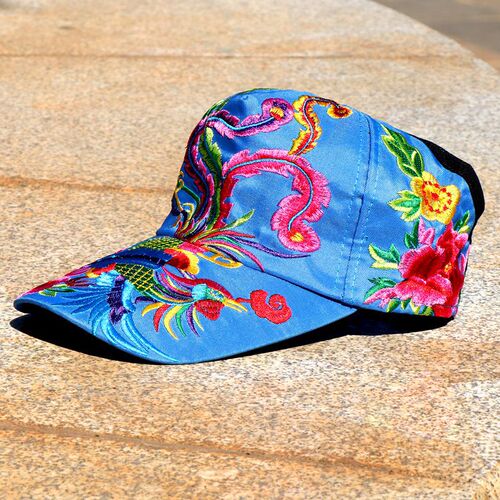 Yunnan Ethnic Style Phoenix Embroidered Hat, Vintage Baseball Cap, Tourist Square Dance Accessory, Wholesale