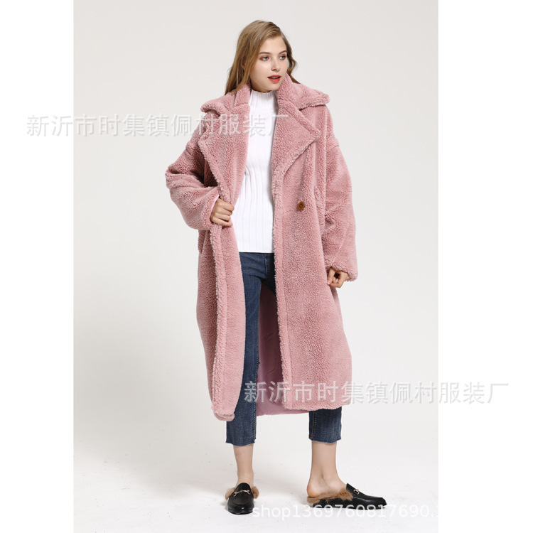 Autumn and winter women's oversize coat teddy bear extended warm suit collar coat spot