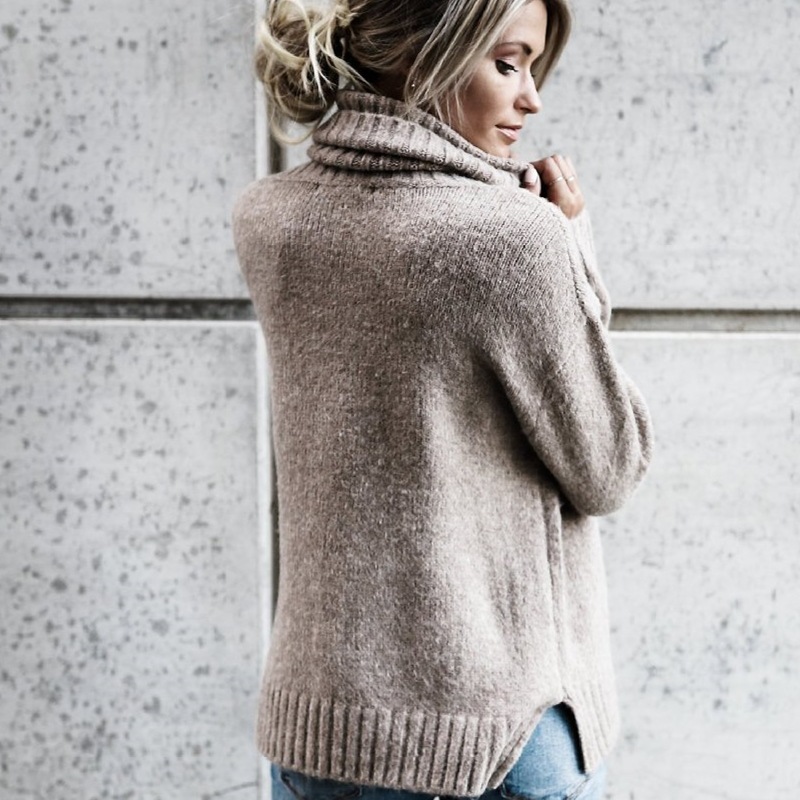 Maglione lavorato a maglia da donna autunno/inverno OL Commuter in mohair caldo a maniche corte con collo alto_voghion.com