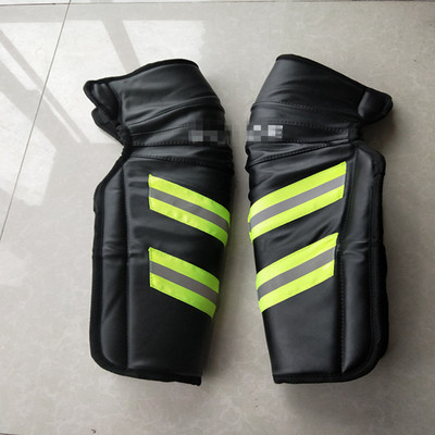 冬季加絨加厚摩托車騎行護膝戶外站崗交通執勤夜間反光pu保暖護腿