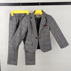 Set of 2 boy's autumn grid suit for one to be shipped children's casual small suit, Korean-style set for small children