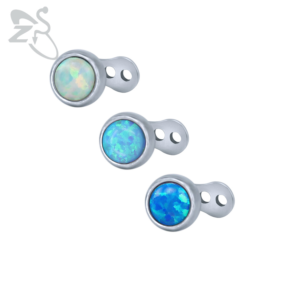European American Retro Opal Buried Nail Piercing Jewelry 316L Surgical Steel Blue Gem Skin Grafting Nail detail image 8