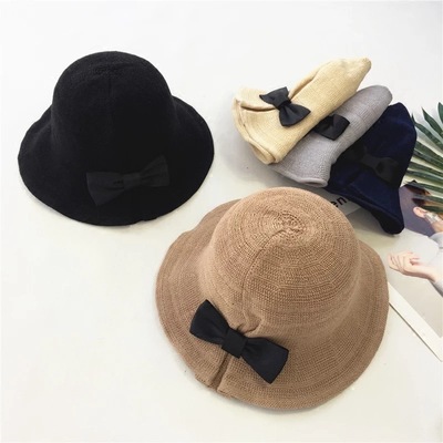 the republic of korea summer fashion grace bow outdoors fold Bucket hats Fisherman hat Versatile leisure time originality Visor