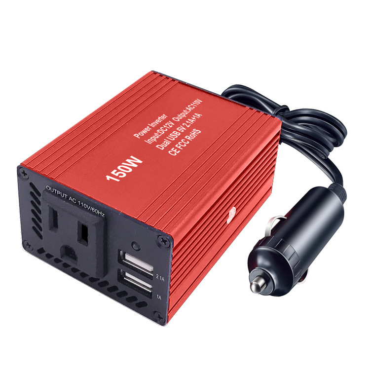 逆变器150W双USB输出2.1A日规美规插12V转110V厂家直销inverter