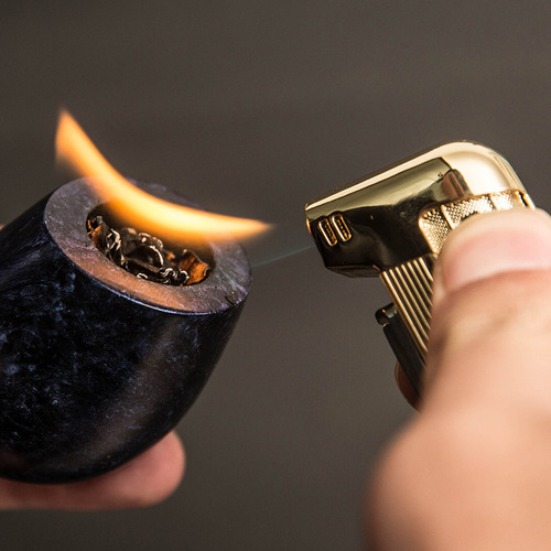 Baicheng pipe machine oblique fire old-fashioned retro open flame lighter inflatable with smoke knife pressure rod scraper Amazon manufacturer