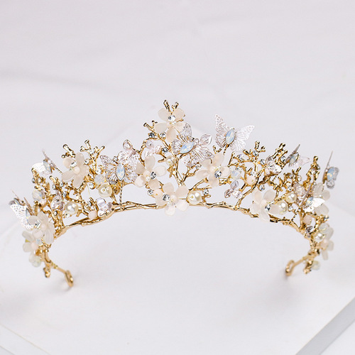 Hairpin hair clip hair accessories for women Crown butterfly flower headdress Baroque crown headband gold wedding dress accessories crystal crown
