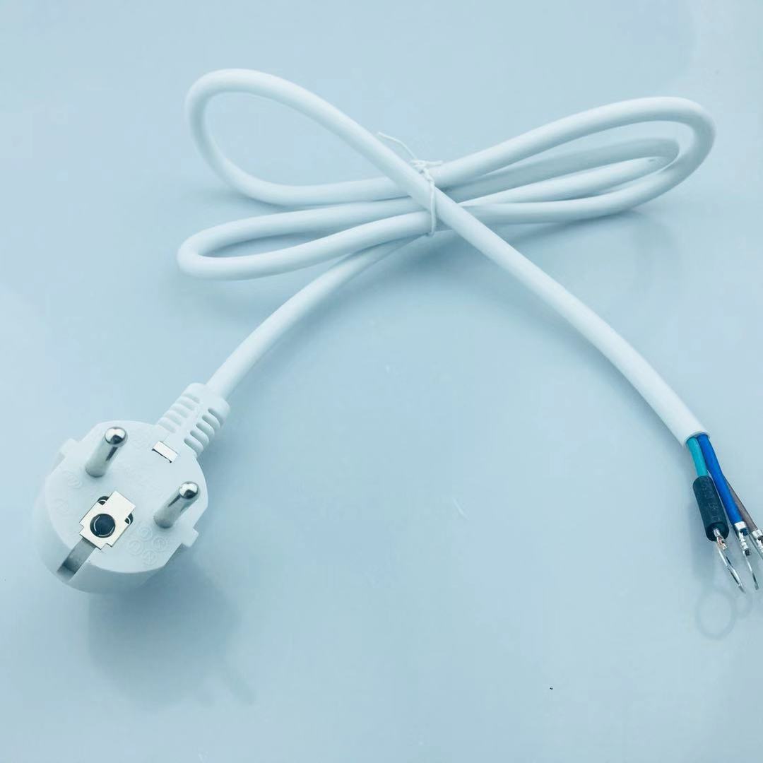 供应 2针一孔欧洲弯头插头 三芯欧标0.75电源线